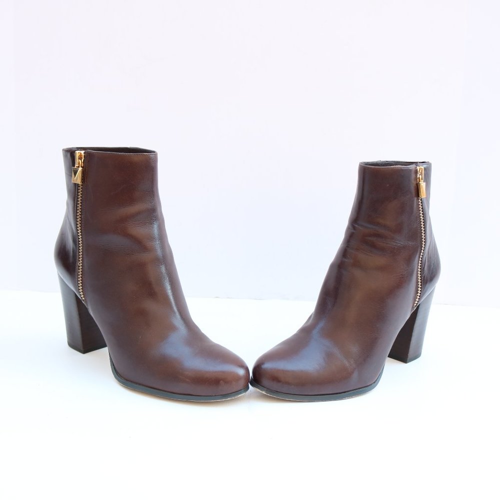 Michael Kors Brown Leather Ankle Boots - Picture 3 of 9